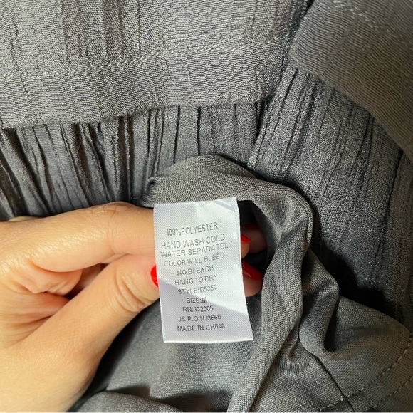 Entro Gray Lined Tunic Tank Tiered Lace Mini Dress Size Medium - Picture 5 of 5